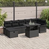 vidaXL 8-dijelni vrtni sofa set s jastučićima Crni Poliratan | shoptok.hr