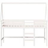  Krevet na kat s ljestvama i krovom bijeli 90x190 cm od borovine | shoptok.hr
