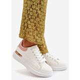 Kesi Women's low platform sneakers made of eco-leather white-pink Nevelena | ePonuda.com