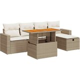 vidaXL 6-dijelni set vrtnih sofa s jastucima bež od poliratana bagrem | shoptok.hr