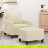 vidaXL Fotelja s tabureom krem 60 cm od umjetne kože | shoptok.hr