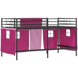  Krevet na kat za djecu s zavjesama Crna i ružičasta 80 x 200 cm | shoptok.hr