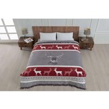  Peaceful RedWhiteGrey Single Blanket Cene