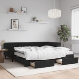  Dnevni krevet na razvlačenje s ladicama crni 100x200 cm baršun | shoptok.hr
