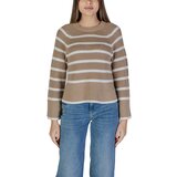 Vila Puloverji VICASIA L/S STRIPED SHORT KNIT TOP/PB 14103369 Bež | Shoptok.si
