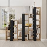 Marckeric Črn/v naravni barvi regal v hrastovem dekorju 158x151 cm Anissa – | Shoptok.si