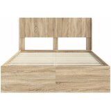  Krevetna konstrukcija s pohranom i uzglavljem Hrast sonoma Smeđa 160 x 200 cm | shoptok.hr