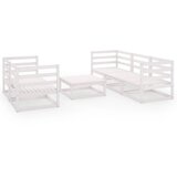 Maison Chic Seti vrtnega pohištva - Vrtna garnitura - Vrtni pohištvo set 6-delna bela trdna borovina, (21819887) | Shoptok.si