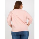 Fashion Hunters Dusty pink plus size blouse with a rhinestones appliqué Cene