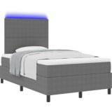 Box Spring Krevet s Madracem i LED Svjetlom Svijetlo Siva 120x200 cm Tkanina od žakarda | shoptok.hr