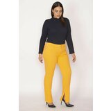 Şans Women's Plus Size Orange High Waist Slit 5 Pocket Jeans cene