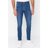 Trendyol Navy Blue Men's Super Skinny Fit Rake Destroyed Jeans