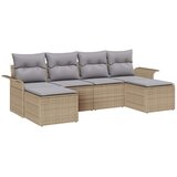  Sjedeća garnitura za vrt 6 kom. Bež poliratan 251 x 117 x 85 cm | Shoptok.si