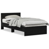 vidaXL Posteljni okvir črni hrast 90x190 cm inženirski les | Shoptok.si