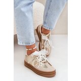 Boto Women's Platform Sneakers With Decorations Beige-Gold Vinness | shoptok.hr
