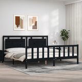 Maison Chic Posteljni okvir - Dvoposteljna postelja - Zakonska postelja z vzglavjem črn 200x200 cm trden les-J5877, (21774921) | Shoptok.si