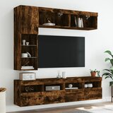  7-dijelni set zidnih TV ormarića LED boja dimljenog hrasta | shoptok.hr