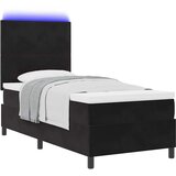  LED Box Spring Krevet s uzglavljem Crna 90 x 200 cm Baršun | shoptok.hr