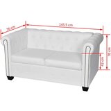 vidaXL Chesterfield kavč dvosed in trosed um. usnje bele barve | Shoptok.si