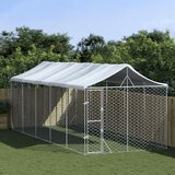vidaXL Vanjski kavez za pse s krovom srebrni 3 x 7 5 x 2 5 m čelični | shoptok.hr
