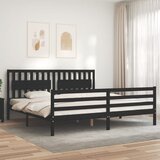 vidaXL Posteljni okvir z vzglavjem črn 200x200 cm trden les Cene