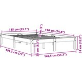  Okvir kreveta bez madraca voštano smeđi 135x190 cm od borovine | shoptok.hr