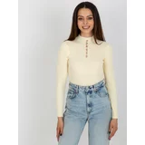 Fashion Hunters Cream fitted ribbed blouse