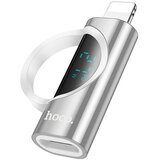 hoco. Lightning (moški) na Type-C (ženski) adapter z zaslonom 2.4A 27W UA32B srebrn | Shoptok.si