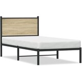 The Living Store Kovinski posteljni okvir z vzglavjem sonoma hrast 90x190 cm - Posteljni Okvir, (21428295) Cene