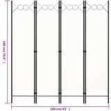 vidaXL Sobna pregrada s 4 panela krem bijela 160 x 180 cm | shoptok.hr