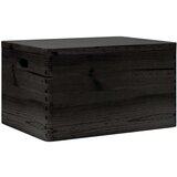 vidaXL Drvena kutija poklopcem ručkama crna 40x30x23 cm puno drvo bor | shoptok.hr
