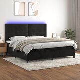  Box spring s madracem LED crni 200x200 cm baršun | shoptok.hr