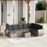 Maison Chic Seti vrtnega pohištva - Vrtna garnitura - Vrtni pohištvo set 9-delna z blazinami siv poli ratan, (21798060) | Shoptok.si