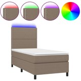  Krevet box spring s madracem LED smeđesivi 90x200 cm tkanina | shoptok.hr