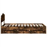  Krevetna konstrukcija s ladicama Dimljeni hrast 100 x 200 cm Smeđa 206 x 102 x 90 cm | Shoptok.si
