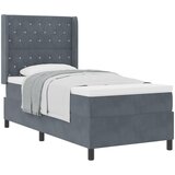 vidaXL Box Spring postelja s pručnikom temno siva 100x200 cm žamet | Shoptok.si