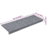  Prostirke za stepenice 15 kom 65x21x4 cm svijetlo sive pravokutne rubove | shoptok.hr