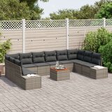  Vrtna garnitura - 10-dijelni set vrtnih sofa s jastučićima Siva Poli ratan | shoptok.hr