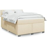 vidaXL Box spring postelja z vzmetnico krem 140x190 cm blago | Shoptok.si