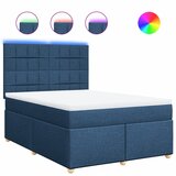 vidaXL Box spring postelja z vzmetnico modra 160x200 cm blago, (21305906) | Shoptok.si