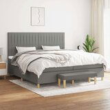  Box spring postelja z vzmetnico temno siva 200x200 cm blago, (20898424) | Shoptok.si