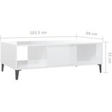 Stolić za kavu sjajni bijeli 103,5x60x35 cm konstruirano drvo | shoptok.hr