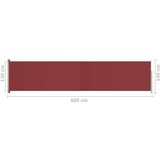 vidaXL Zložljiva stranska tenda za teraso 140x600 cm rdeča | Shoptok.si