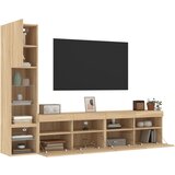 vidaXL 4-dijelni zidni TV elementi s LED svjetlima boja hrasta drveni | shoptok.hr