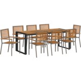  Set za blagovanje u vrtu s 9 komada Siva Poli Ratan Akacija | shoptok.hr