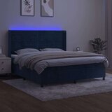  Krevet box spring s madracem LED tamnoplavi 160x200 cm baršun | shoptok.hr