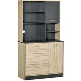 HOMCOM Moderna kuhinjska omara za varčevanje s prostorom z 2 omarama, 3 predali in 3 policami Les 90 x 39 x 169cm Dvobarvno svetlo hrastovo sivo, (20745548) Cene