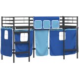  Krevet na kat za djecu s zavjesama Crna i Plava 90 x 190 cm | shoptok.hr