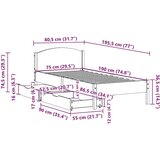 vidaXL Okvir kreveta bez madraca voštano smeđi 75 x 190 cm od borovine | shoptok.hr