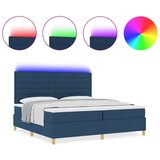  Postelja s škatlo z vzmetnico in LED modra 200x200 cm tkanina, (22082753) | Shoptok.si